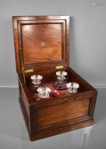A Victorian mahogany presentation decanter box, the panelled...