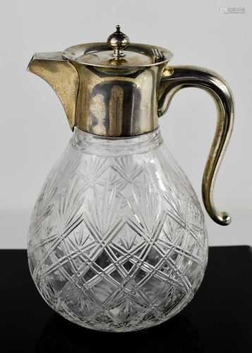 A Victorian silver and cut glass claret jug, London 1900, 20...