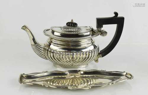 A silver 19th century tea pot, Chester 1902, together with a...