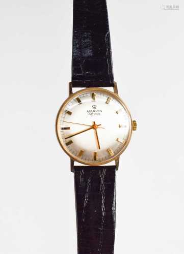 A Martin Revue 9ct gold cased wristwatch, manual wind, with ...