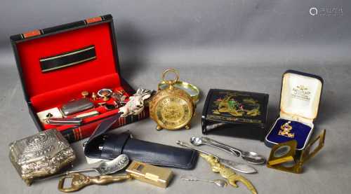 A group of collectibles to include jewelery box, pipe tamper...