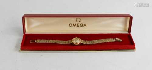 A Ladies 9ct gold Omega wristwatch, with 9ct gold strap, in ...