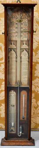 A 19th century Admiral Fizroy barometer, in Victorian oak gl...