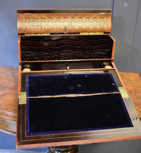 A fine Napoleon III brass bound and mother of pearl parquetr...