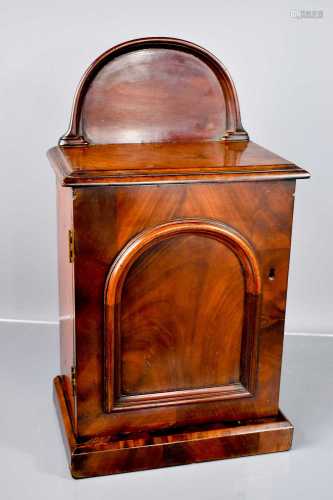 A Victorian walnut collectors cabinet, with an arched back a...