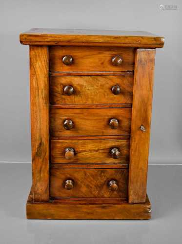 A Victorian walnut miniature / table top Wellington chest, w...