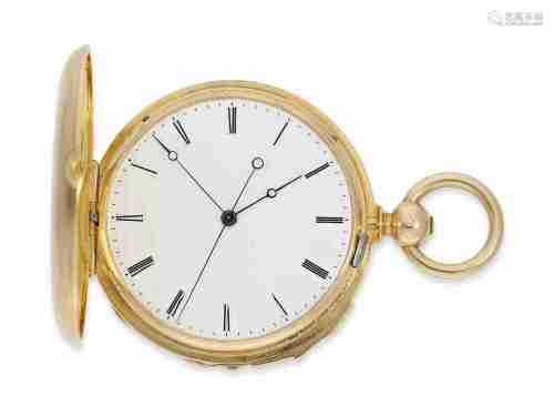 Pocket watch: early gold hunting case repeater with seconde ...