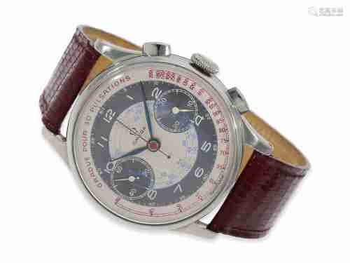 Wristwatch: early large Omega steel chronograph with very ra...