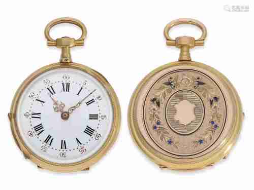 Pocket watch: well-preserved Louis XV gold/enamel pocket wat...