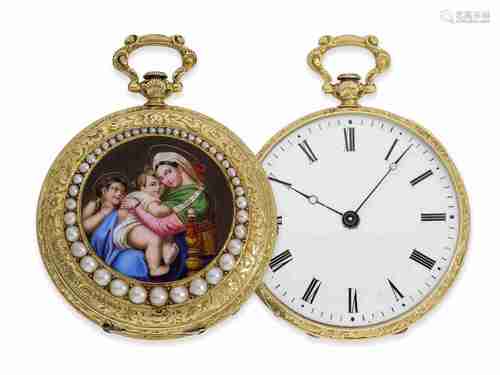 Pocket watch: exquisite lepine with very fine enamel paintin...