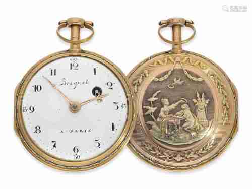 Pocket watch: large 3-colour relief verge watch, very fine c...