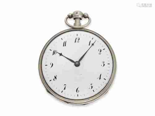 Pocket watch: large silver verge watch repeater, probably Sw...