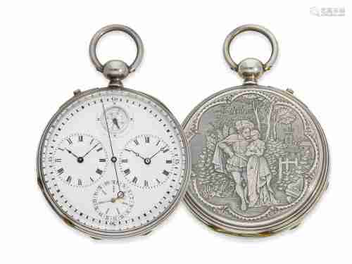 Pocket watch: extremely rare large astronomical deck watch w...