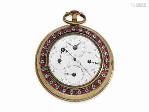 Pocket watch/coach clock: important astronomical double-dial...