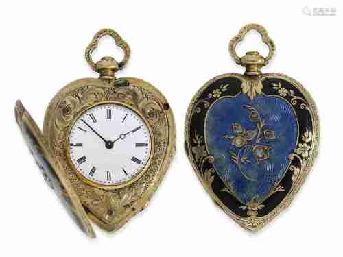 Pendant watch/form watch: rare gold/enamel form watch 'Heart...