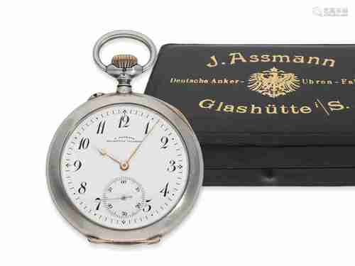 Pocket watch: fine Glashütte precision pocket watch with ori...