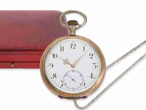 Pocket watch: fine silver man's pocket watch by IWC with hig...