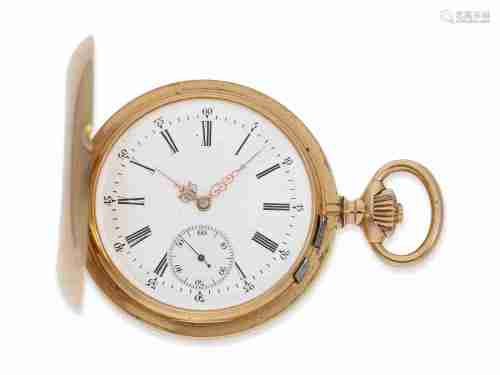 Pocket watch: exceptionally heavy pink gold pocket chronomet...