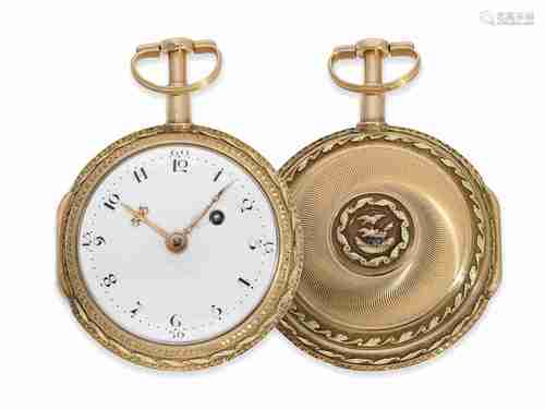 Pocket watch: very fine early 4-colour cylinder watch repeat...