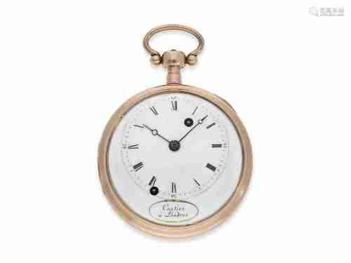Pocket watch: rarity, large pink gold pocket watch with hour...