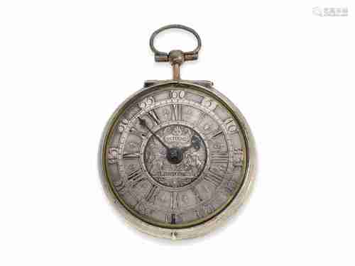 Pocket watch: early English pocket watch, ca. 1700, signed V...