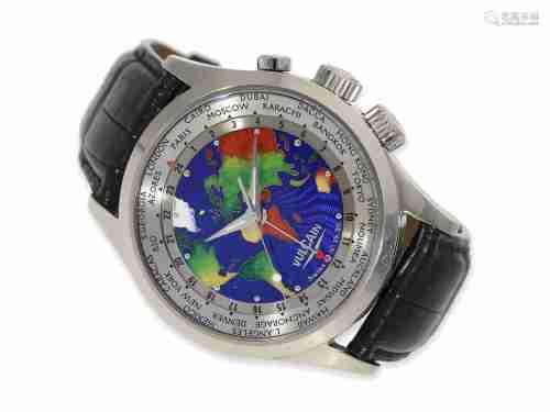 Wristwatch: rarity, Vulcain 'Aviator GMT The World CLOISONNÉ...