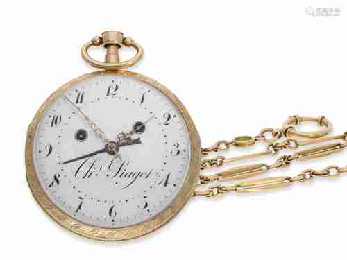 Pocket watch: very fine large and heavy cylinder watch with ...