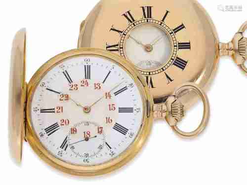 Pocket watch: exquisite Ankerchronometer, half hunting case ...