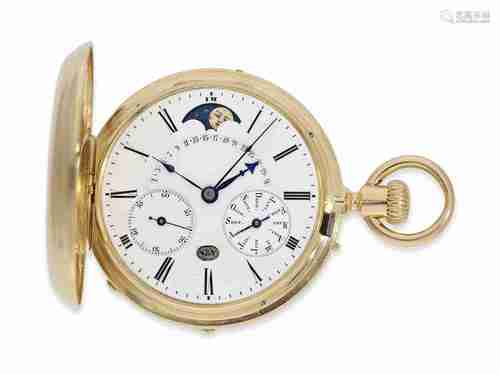 Pocket watch: highly interesting Geneva gold hunting case wa...