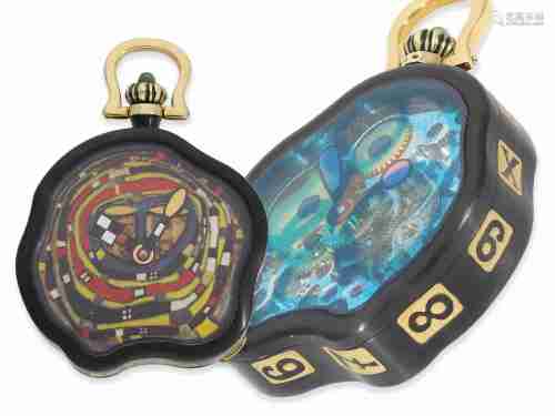 Pocket watch: new old stock 18K gold Hundertwasser designer ...