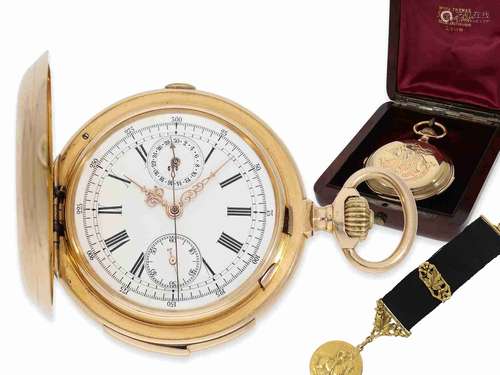 Pocket watch: impressive high grade gold hunting case watch ...