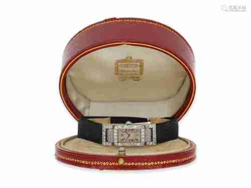Wristwatch: important extremely rare Cartier platinum lady's...