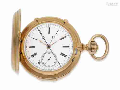 Pocket watch: rarity, pink gold hunting case watch with minu...