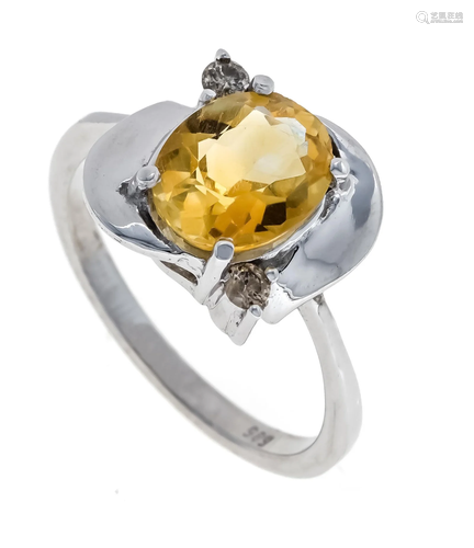 Citrine diamond ring WG 585/0