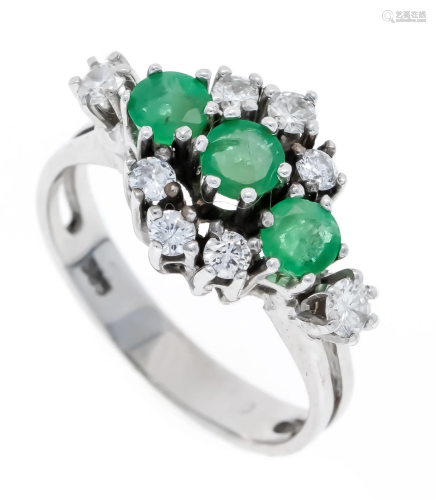 Emerald diamond ring WG 585/0