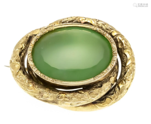 Nephrite brooch gold with an