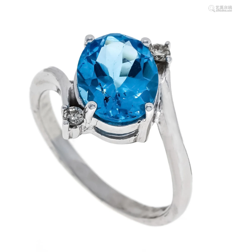 Blue topaz diamond ring WG 58