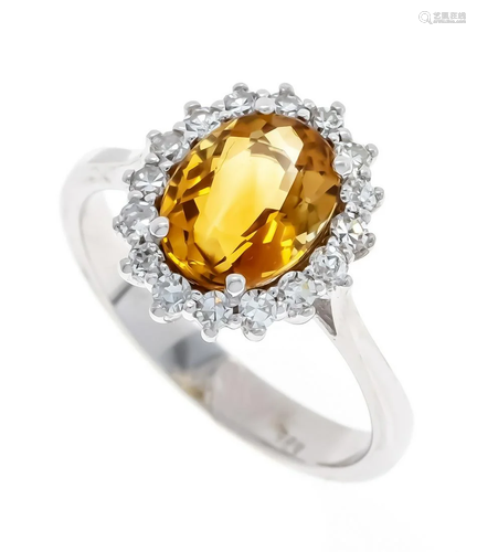 Citrine diamond ring WG 585/0