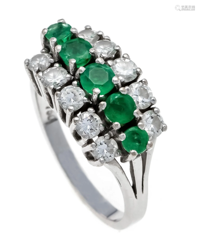 Emerald diamond ring WG 750/0