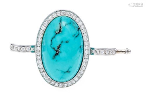 Turquoise-diamond brooch WG 5