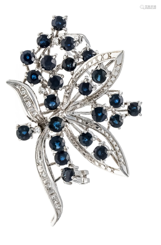 Sapphire diamond brooch WG 75