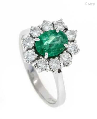 Emerald diamond ring WG 750/0