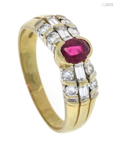 Ruby-brilliant ring GG/WG 750