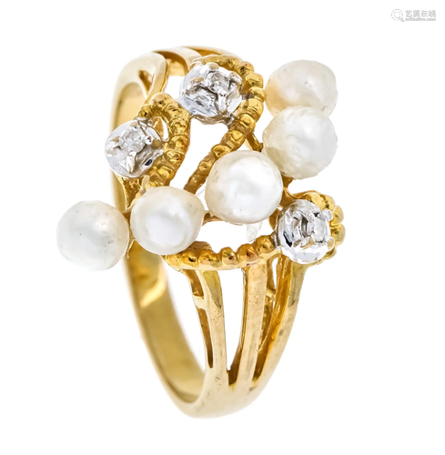 Pearl diamond ring GG/WG 585/