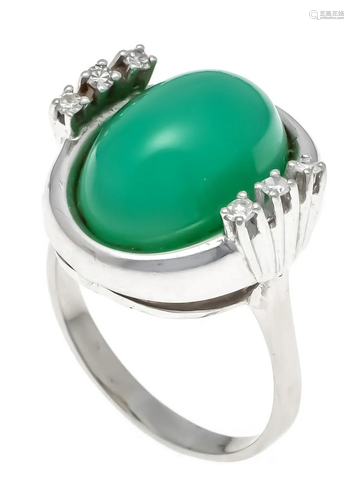 Chrysoprase diamond ring WG 5