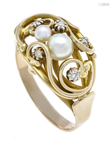 Pearl old-cut diamond ring GG