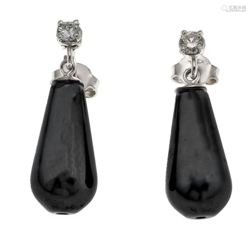 Hematite diamond stud earring