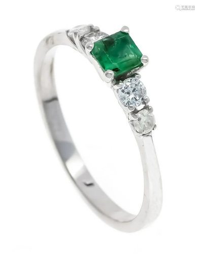 Emerald diamond ring WG 585/0