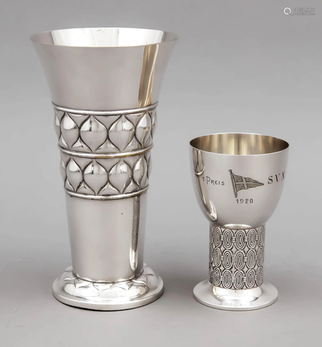 Art Deco vase and beaker, c.