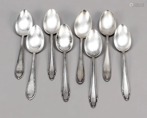 Eight dinner spoons, German,